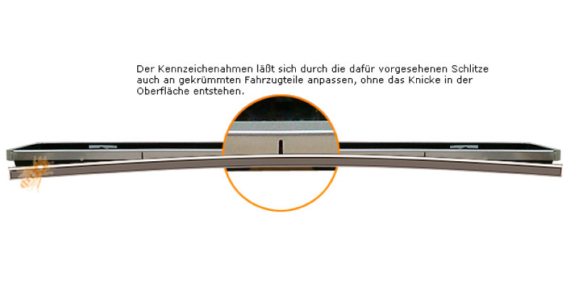Design Edelstahl Kennzeichenhalter 520 x 110 mm hochglänzende Ausführung –